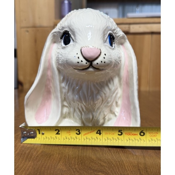 Large White Ceramic Bunny Rabbit Figurine Glossy Easter Decor 8" Spring Cottage - Picture 7 of 10